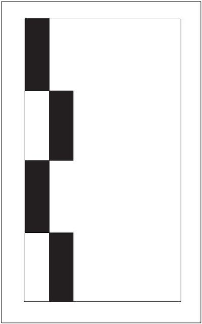 A graphic depicting white zipper markings used in lieu of solid lines to delineate the roadway edge.