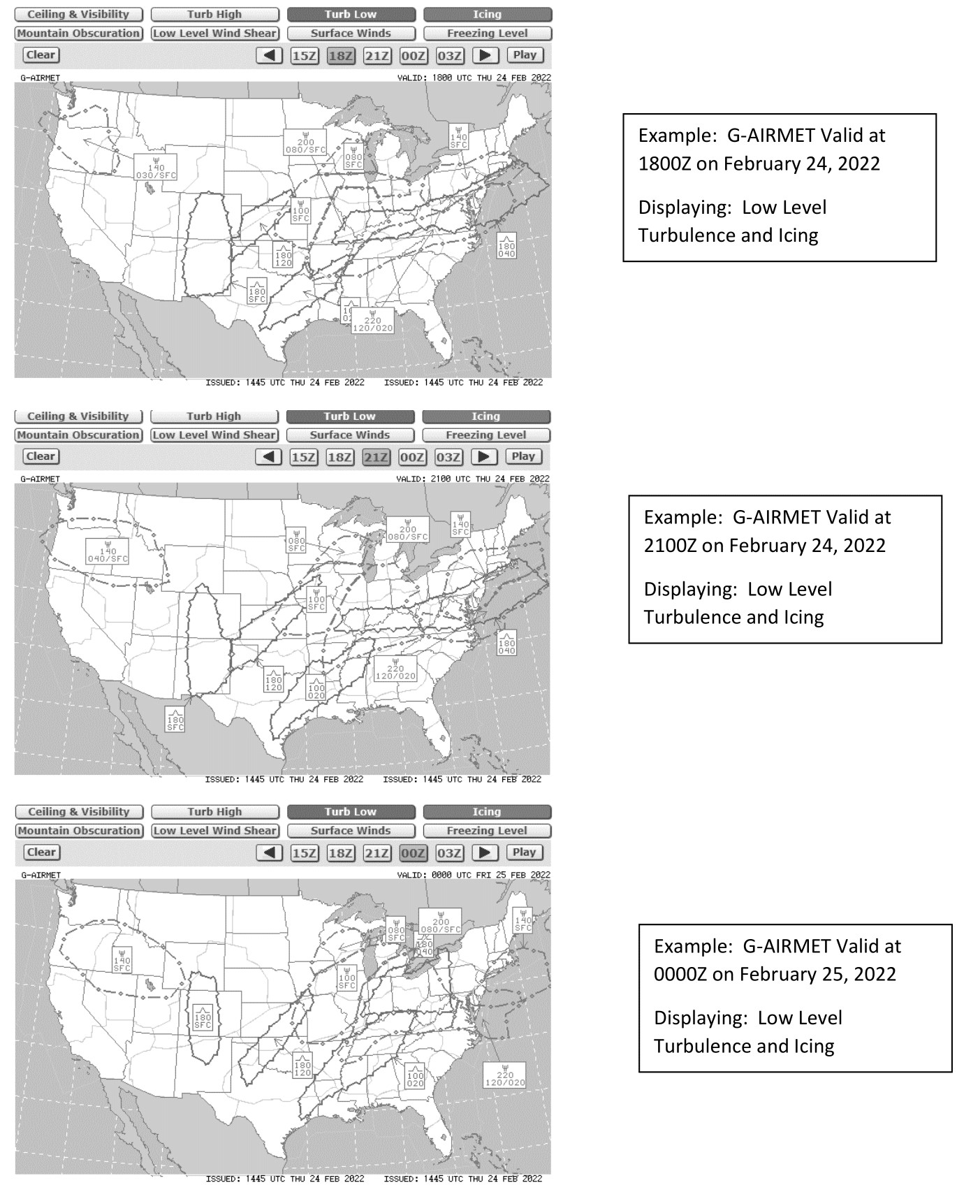 A graphic depicting AIRMET over the Contiguous U.S.