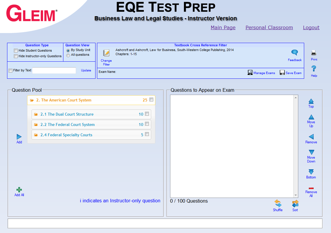 Exam Creator Study Unit View