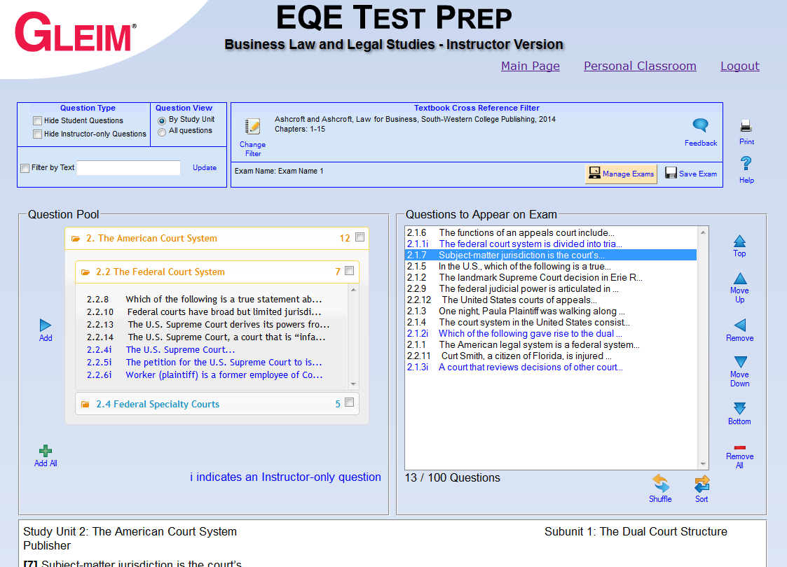 Manage Exams