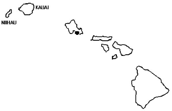 A graphic depicitng the forecast locations in the Hawaii area.