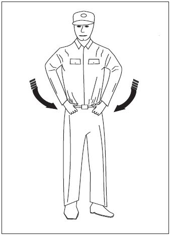A graphic depicting the hand signal for insert chocks.