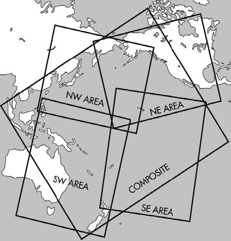 A graphic depicting the North Pacific oceanic route charts.