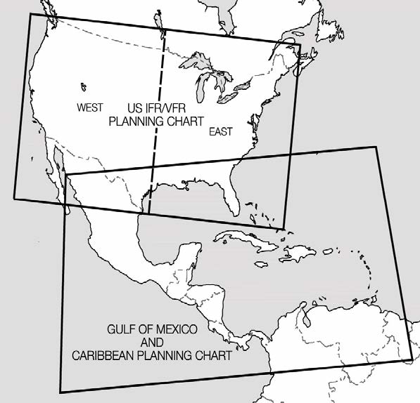 A graphic depicting the planning charts for U.S. IFR/VFR and Gulf of Mexico and Caribbean.