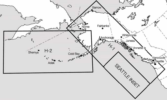 A graphic depicting the Alaskan en route high altitude chart.