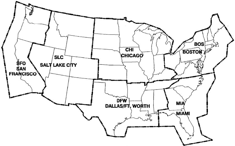 A graphic depicting the SIGMET and AIRMET locations in the conterminous United States.