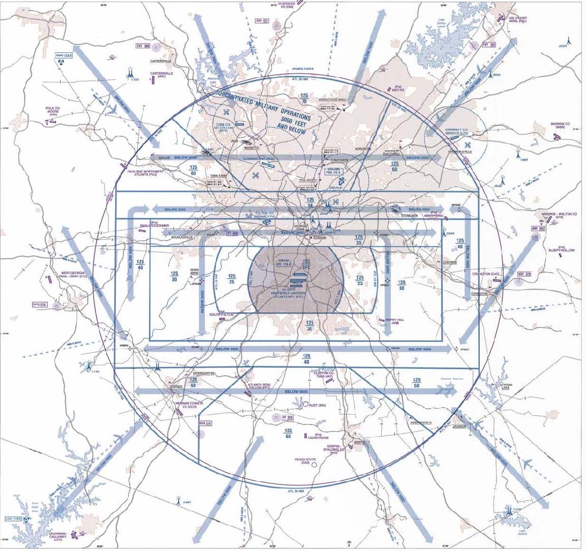 A graphic depicting an example of a VFR Flyway Planning Chart.