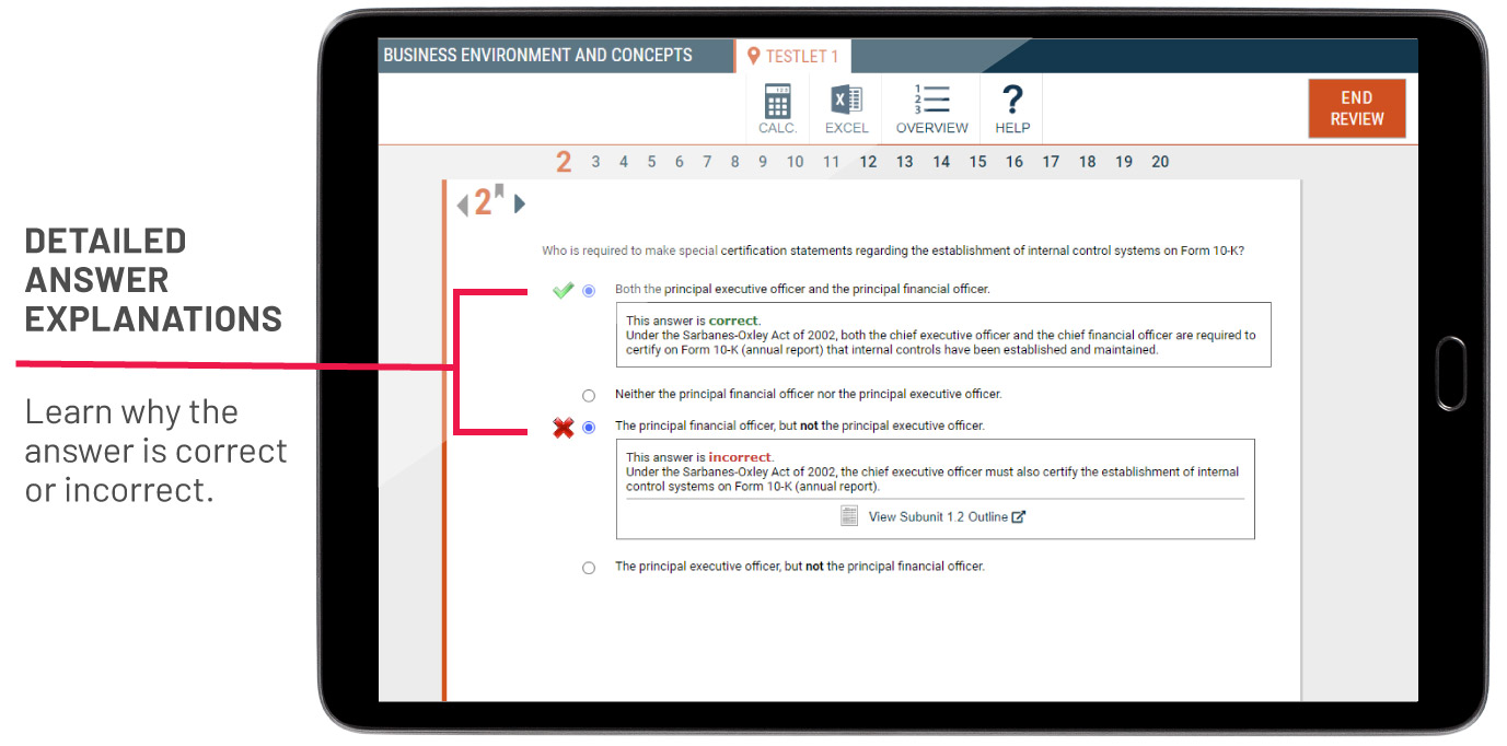 detailed answer explanations for wrong and right answers