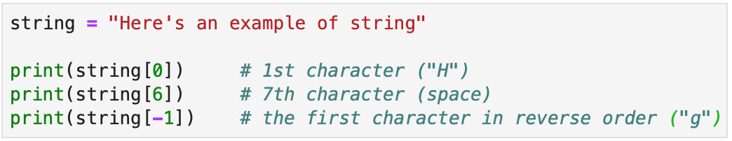 Getting characters in a string.