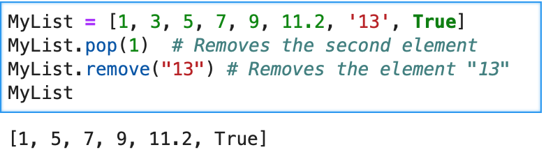 Pop function removes the second element (index 1) while remove "13" removes the string "13" from the list.