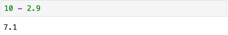 Subtraction in Python.