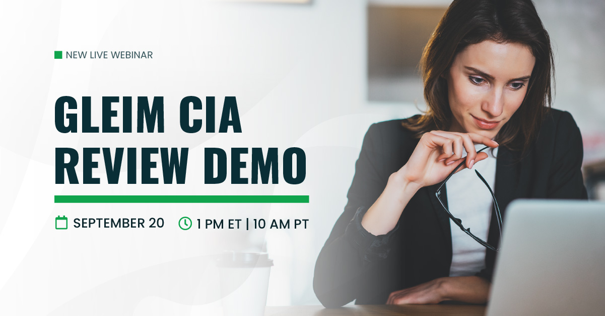 Gleim CIA Review Demo | September 20 | 1 pm ET | 10 am PT