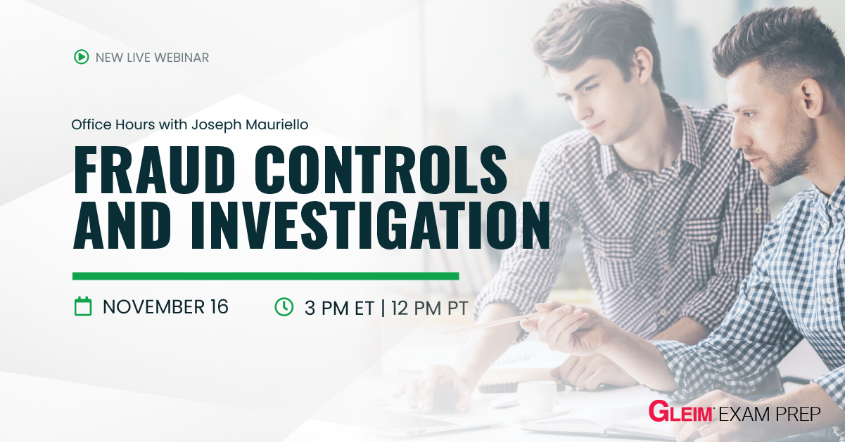 Office Hours with Joseph Mauriello: Fraud Controls and Investigation | November 16 | 3pm ET | 12 pm PT