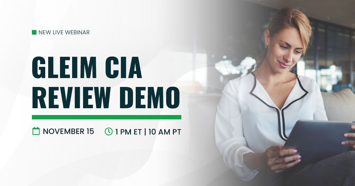 Gleim CIA Review Demo | November 15 | 1 pm ET | 10 am PT