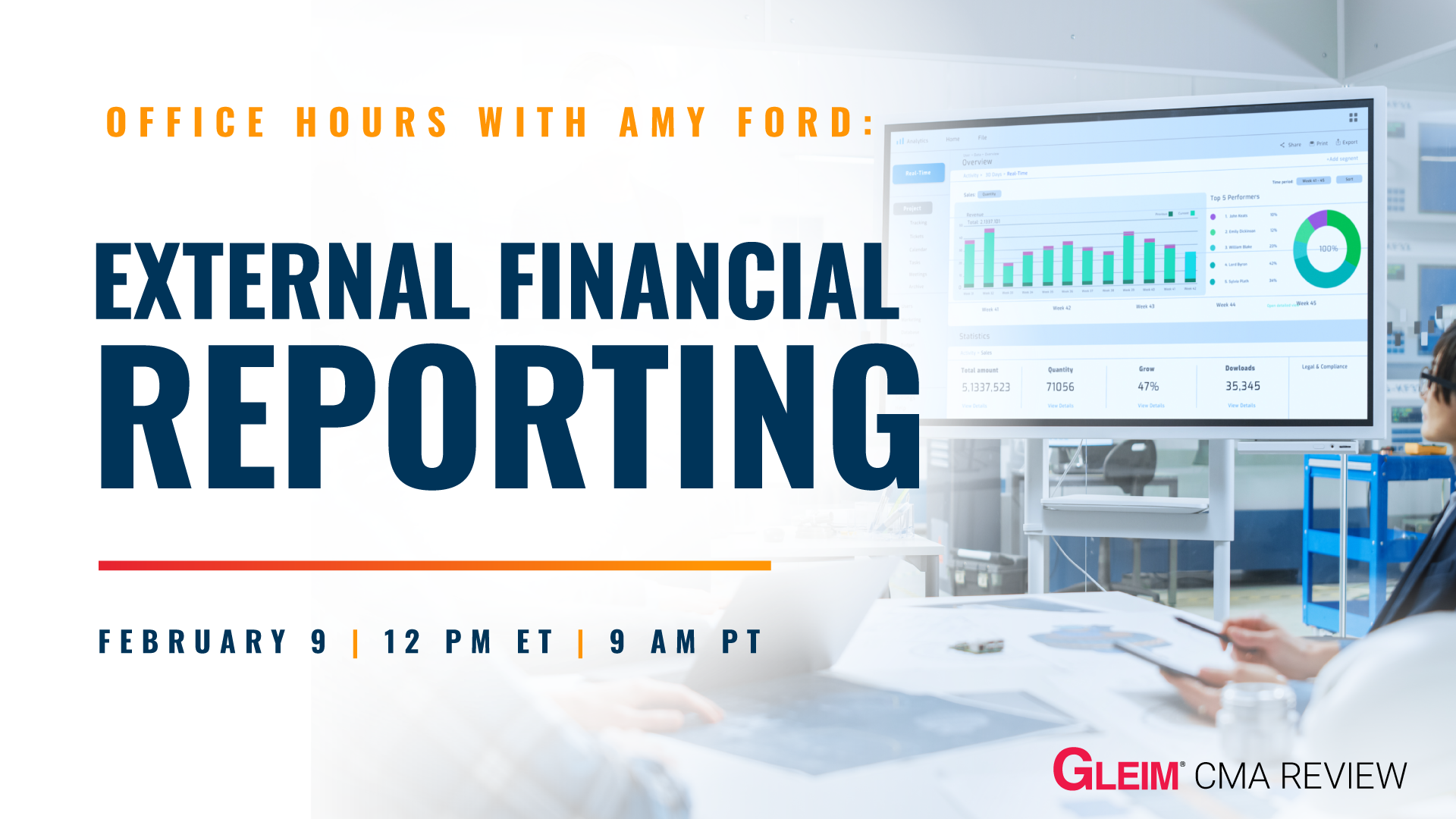CMA Office Hours with Amy Ford: External Financial Reporting | February 9, 2023 | 12pm ET | 9am PT